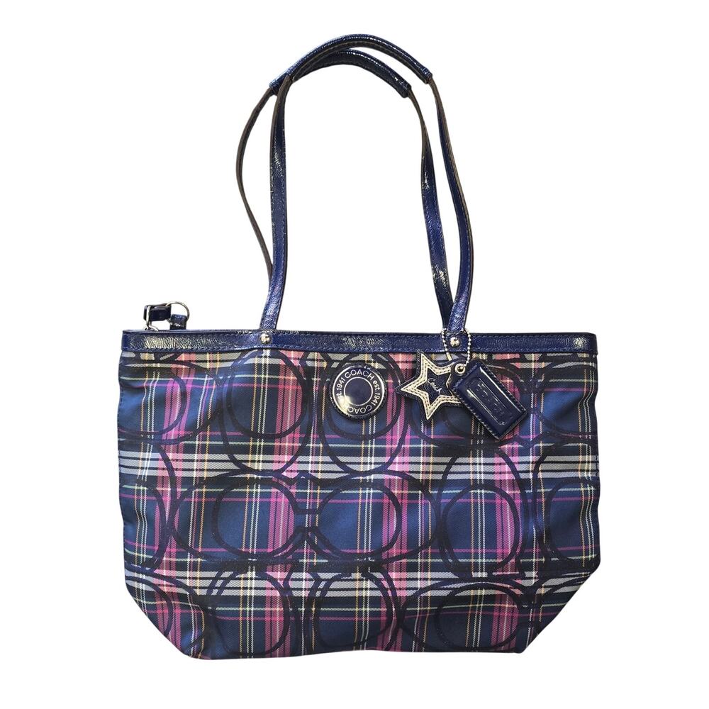 Vintage Blue Plaid Coach Bag
